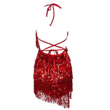 Sunset Views Red Sequin Tassel Dress - Fashion Genie Boutique