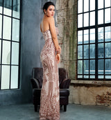 Godiva Gold Strapless Sequin Maxi Fishtail Dress - Fashion Genie Boutique