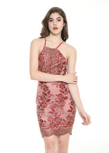 Livin' The Life Red And Gold Sequin Mini Dress - Fashion Genie Boutique