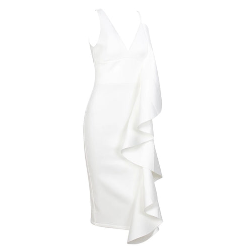 Avery White Ruffle Midi Dress - Fashion Genie Boutique