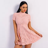 Easy On The Eyes Pink Lace Skater Dress - Fashion Genie Boutique