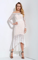 Vibe Seeker White Lace Bardot Midi Dress - Fashion Genie Boutique