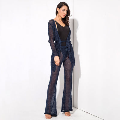 Jessamy Navy Glitter Knit Cardigan - Fashion Genie Boutique