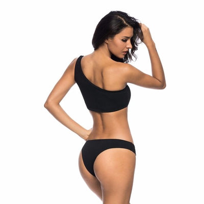 Beach Please! Black One Shoulder Bikini - Fashion Genie Boutique