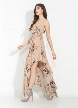 Rosabella Nude Floral Print Maxi Dress - Fashion Genie Boutique