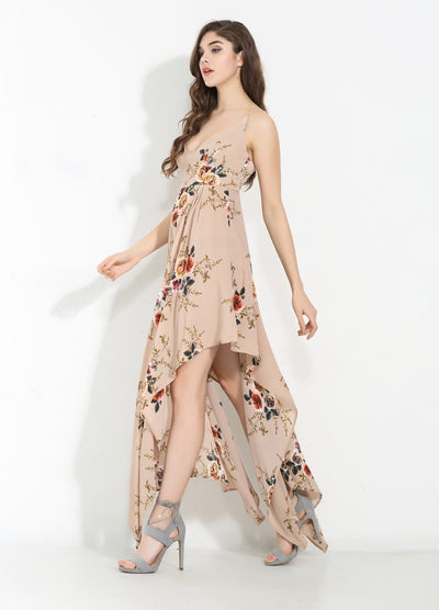Rosabella Nude Floral Print Maxi Dress - Fashion Genie Boutique