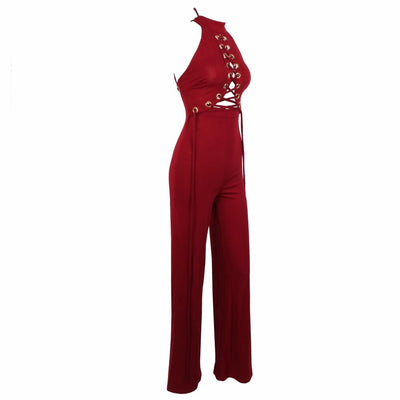 Greatest Love Story Black Eyelet Lace Up Jumpsuit - Fashion Genie Boutique