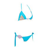 Nouveau Blue Crystal Embellished Bikini Swimsuit - Fashion Genie Boutique