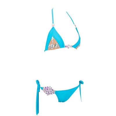 Nouveau Blue Crystal Embellished Bikini Swimsuit - Fashion Genie Boutique
