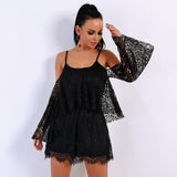 Don't Forget Me Black Lace Frill Playsuit - Fashion Genie Boutique
