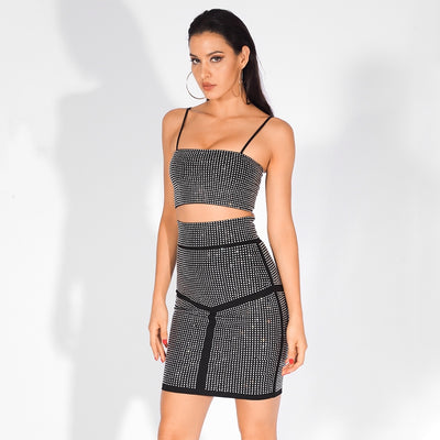 Little Wonder Black Crystal Embellished Mini Skirt - Fashion Genie Boutique
