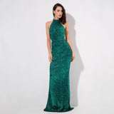 Spotlight Statement Green Sequin Fishtail Maxi Dress - Fashion Genie Boutique