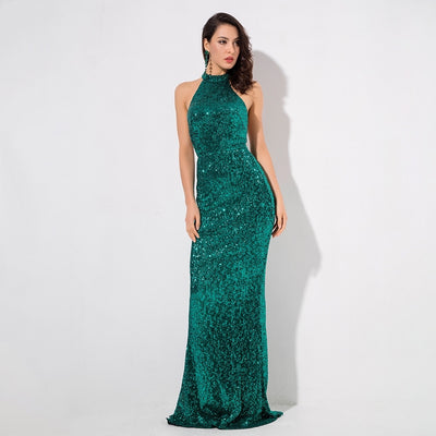 Spotlight Statement Green Sequin Fishtail Maxi Dress - Fashion Genie Boutique