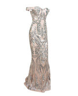 Sweetheart Silver Bardot Sequin Maxi Fishtail Dress - Fashion Genie Boutique