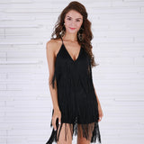 Zephyr Breeze Black Fringed Lace Playsuit - Fashion Genie Boutique