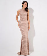 Sparkle Delight Gold Glitter Embellished Maxi Dress - Fashion Genie Boutique