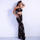 It’s A Match Black Floral Two Piece Trousers & Crop Top Co-Ord - Fashion Genie Boutique