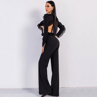 Vogueing Black Frill Sleeve Jumpsuit - Fashion Genie Boutique