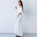 Aveline White Bardot Maxi Dress - Fashion Genie Boutique