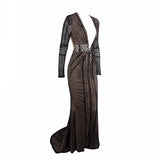 Spiffed Up Black Long Sleeve Plunge Maxi Dress - Fashion Genie Boutique