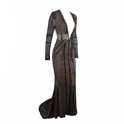 Spiffed Up Black Long Sleeve Plunge Maxi Dress - Fashion Genie Boutique
