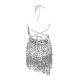 Sunset Views Silver Sequin Tassel Dress - Fashion Genie Boutique
