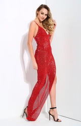 Show Must Go On Red Sequin Maxi Dress - Fashion Genie Boutique