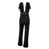 Love Spell Black Mesh Strap Jumpsuit - Fashion Genie Boutique