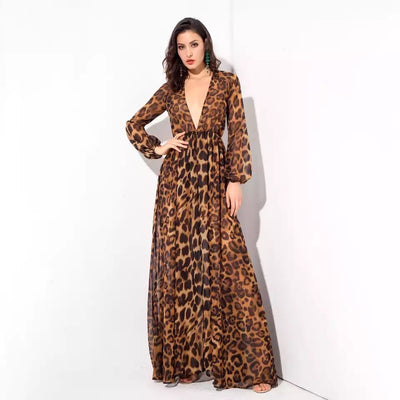 Jungle Heat Leopard Print Long Sleeve Playsuit - Fashion Genie Boutique