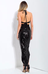 The Power Of Love Black Sequin Cut Out Maxi Dress - Fashion Genie Boutique