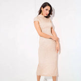 Don't Blame Me Gold Glitter Embellished Midi Dress - Fashion Genie Boutique