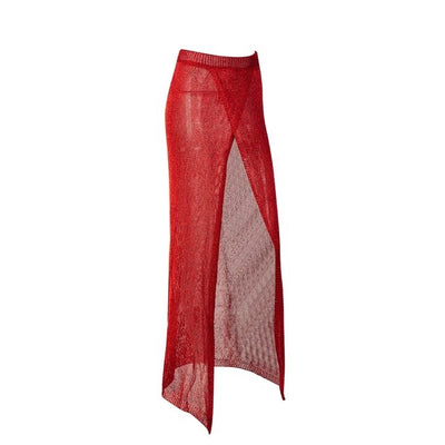 Jammin’ Red Knitted Maxi Skirt - Fashion Genie Boutique