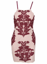 Celebrity Spotlight Nude And Red Halter Strappy Mini Dress - Fashion Genie Boutique