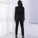 Bella Black Pearl Trousers and Blazer Co-Ord - Fashion Genie Boutique