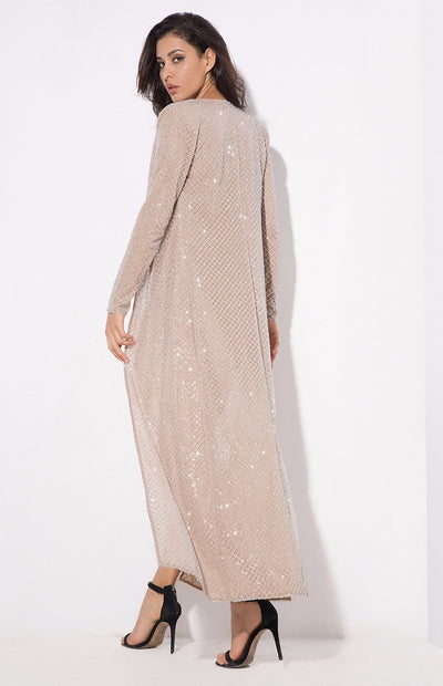 Rise & Shine Silver Floor Length Glitter Jacket - Fashion Genie Boutique