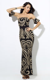 Senorita Black & Gold Glitter Embellished Bardot Maxi - Fashion Genie Boutique