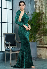Luxury Night Green Sequin One Shoulder Maxi Gown Dress - Fashion Genie Boutique