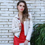 New Horizons White Faux Leather Embroidered Jacket - Fashion Genie Boutique