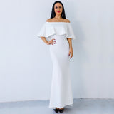 Aveline White Bardot Maxi Dress - Fashion Genie Boutique