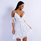 Yolanda White Cold Shoulder Skater Mini Dress - Fashion Genie Boutique
