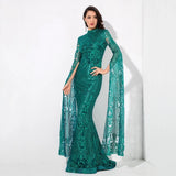 Once Upon A Time Green Glitter Fishtail Maxi Dress - Fashion Genie Boutique