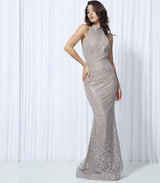 Devotion Silver Glitter Embellished Maxi Dress - Fashion Genie Boutique