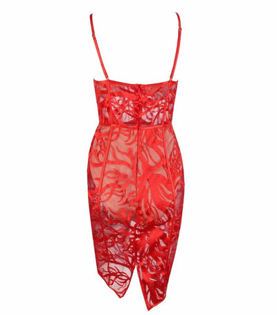 Adore You Red Lace Mini Dress - Fashion Genie Boutique