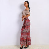 Luddy Red Floral Chiffon Tiered Maxi Skirt - Fashion Genie Boutique