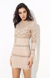 Starstruck Gold Glitter Long Sleeve Mini Dress - Fashion Genie Boutique