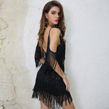 Doll Face Black Fringed Mini Party Dress - Fashion Genie Boutique