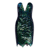 City Lights Green Iridescent Strapless Sequin Mini Dress - Fashion Genie Boutique