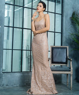 A Million Dreams Gold Glitter Embellished Maxi Fishtail Dress - Fashion Genie Boutique