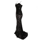 Stealing The Show Black Sequin Fishtail Maxi Dress - Fashion Genie Boutique