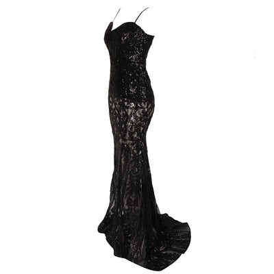 Stealing The Show Black Sequin Fishtail Maxi Dress - Fashion Genie Boutique